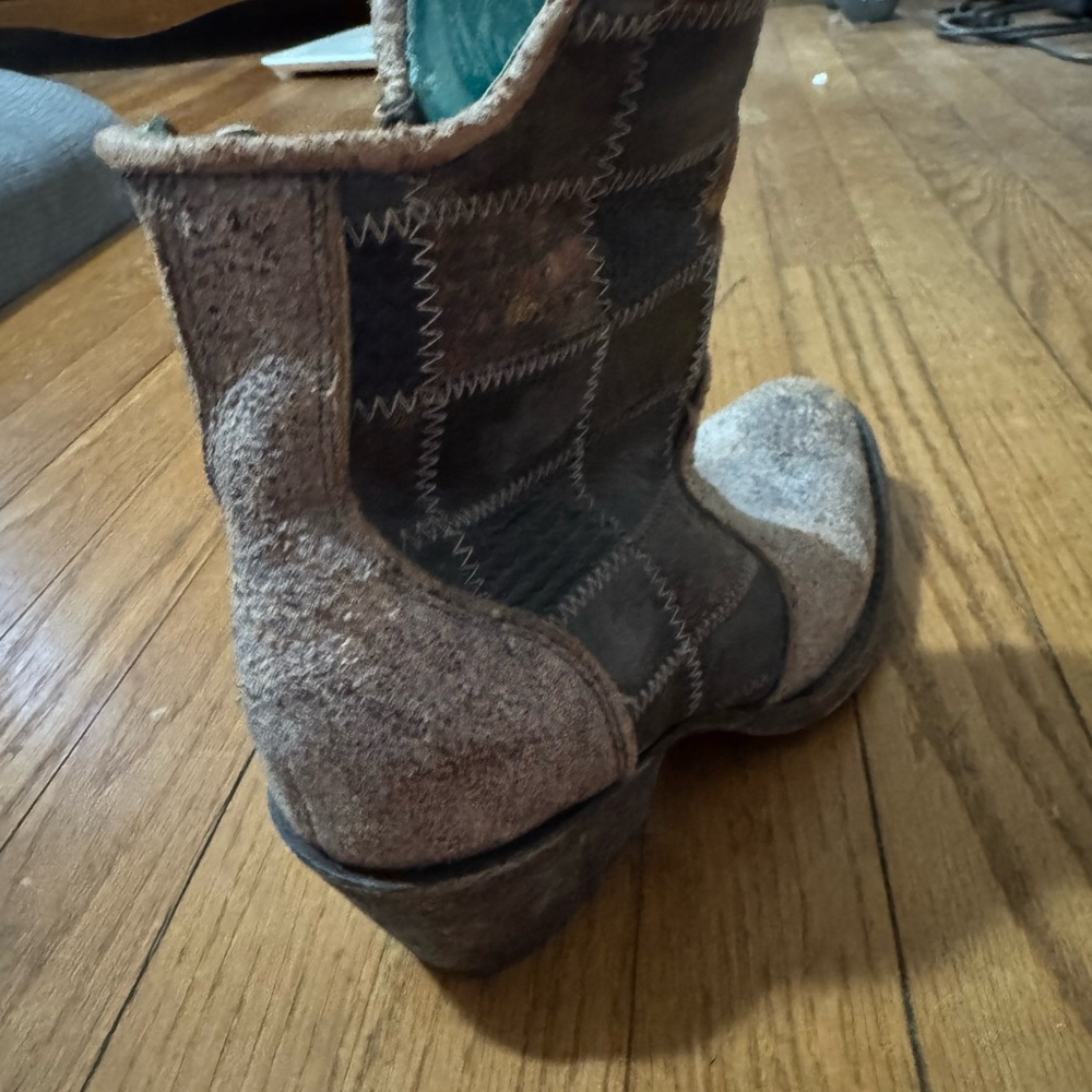 Patchwork Cowboy Boots With Zipper - image 2